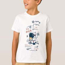 Camiseta infantil de desenho animado espacial de a
