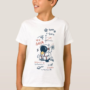 Camiseta infantil de desenho animado espacial de a