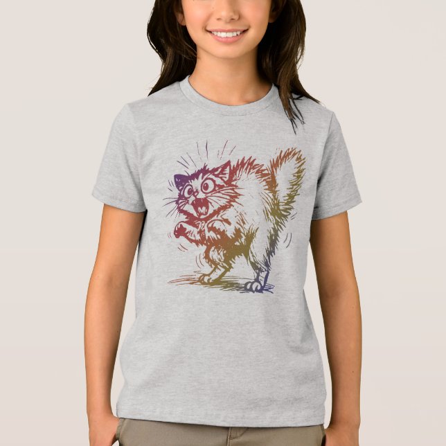 Camiseta Infantil de Design de Gato Assustado Roup (Frente)