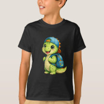 Camiseta Infantil de Dinossauro de Mochila Fofa