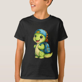 Camiseta Infantil de Dinossauro de Mochila Fofa
