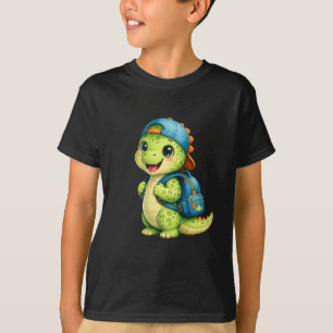 Camiseta Infantil de Dinossauro de Mochila Fofa