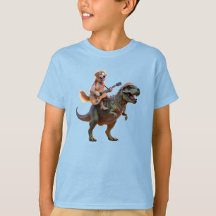 Camiseta Infantil de Dinossauro e Cachorro Engraça
