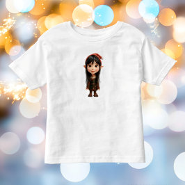 Camiseta infantil de elfo de Natal de menina trave