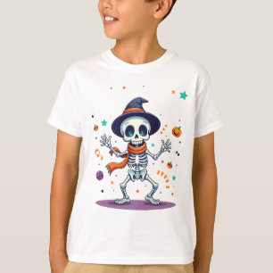 Camiseta Infantil de Esqueleto Dançando no Hallowe