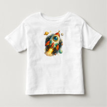 Camiseta Infantil de Foguete Espacial Vintage