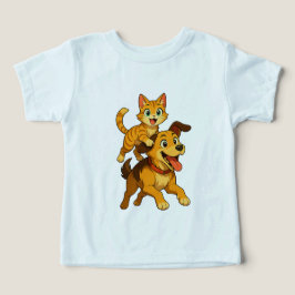 Camiseta Infantil de Gato e Cachorro Fofo - Presen