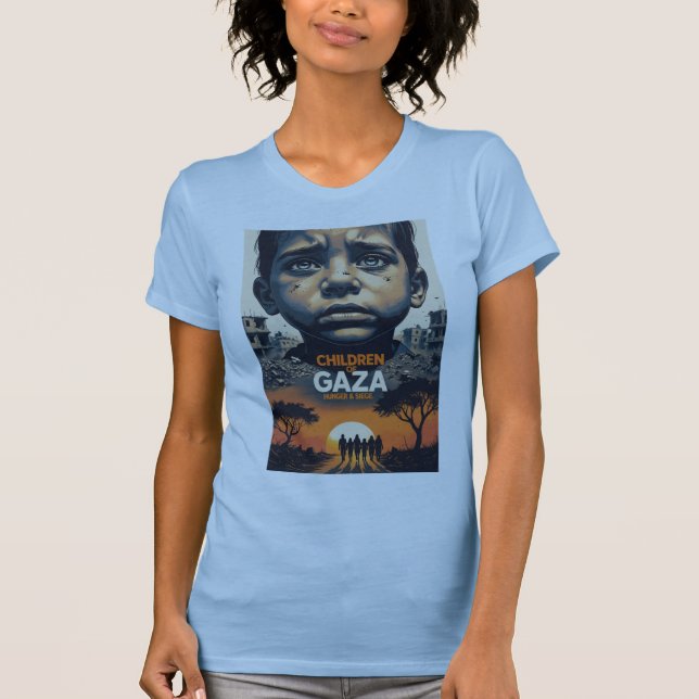 Camiseta infantil de Gaza: Fome e Cerco (Frente)