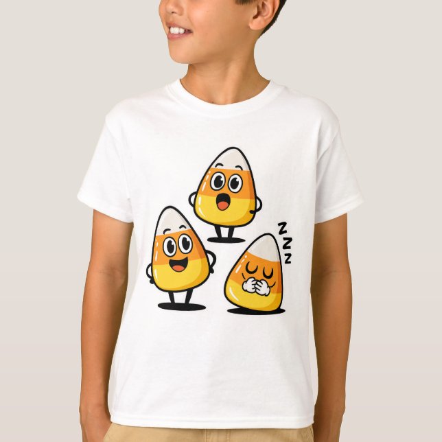 Camiseta Infantil de Halloween com Candy Corn Fofa (Frente)