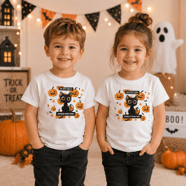 Camiseta Infantil de Halloween – Design de Gato Fo