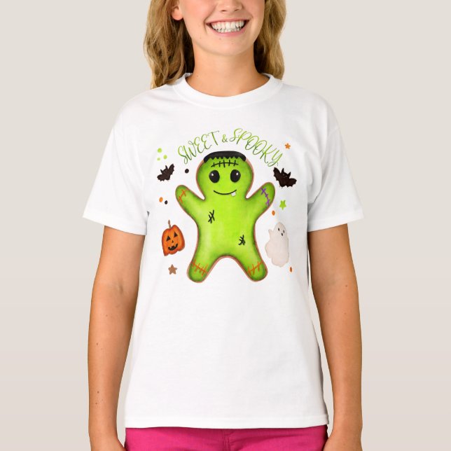 Camiseta Infantil de Halloween Frankenstein Ginger (Frente)