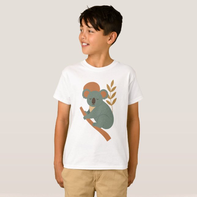 Camiseta Infantil de Koala Fofo em um Galho (Frente Completa)