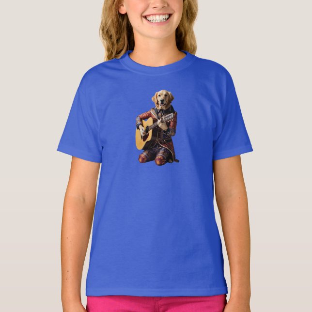 Camiseta Infantil de Labrador Retriever Fofo Rock  (Frente)