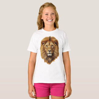 Camiseta Infantil de Manga Curta com Rosto de Leão