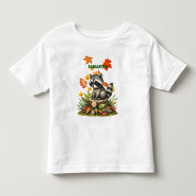 Camiseta Infantil de Mapache para Crianças Fofa (Frente)