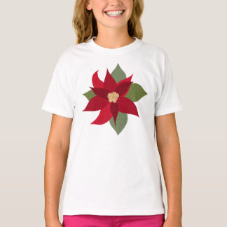 Camiseta Infantil de Natal Poinsettia Vermelha