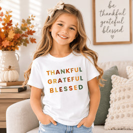Camiseta Infantil de Outono Agradecido Abençoado –