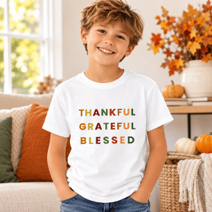 Camiseta Infantil de Outono Agradecido Abençoado –