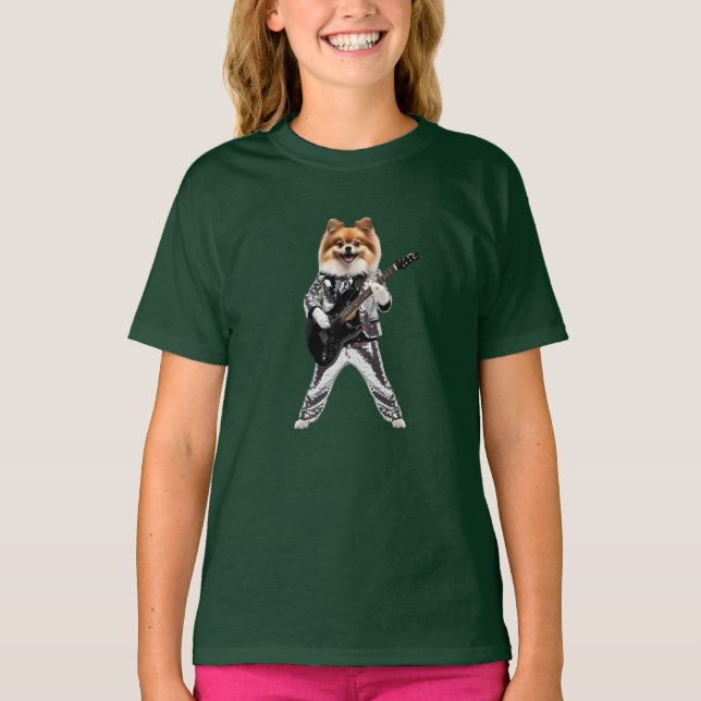 Camiseta Infantil de Pomerânia Rock Star (Frente)