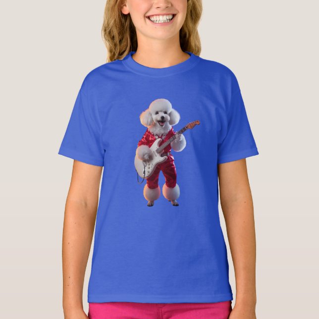 Camiseta Infantil de Poodle Fofo e Astro do Rock (Frente)