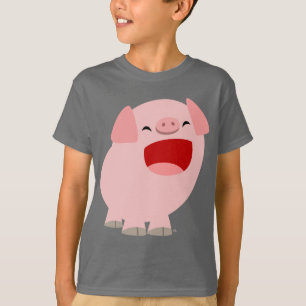 Camiseta Infantil de Porco Cantando Fofo Desenho A
