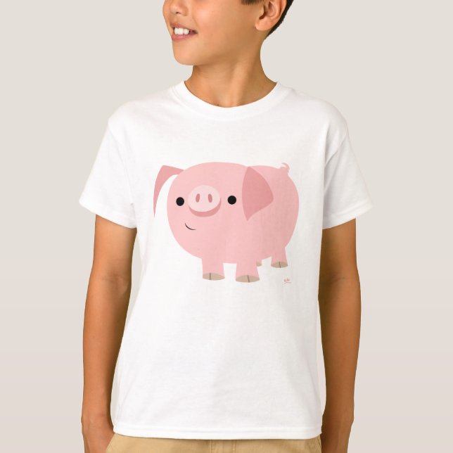 Camiseta Infantil de Porco de Desenho Fofo (Frente)