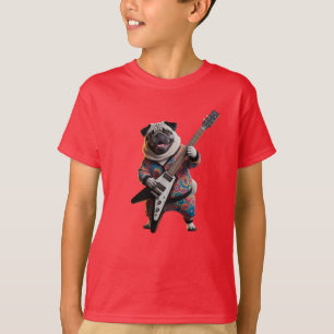 Camiseta Infantil de Pug Fofo como Astro do Rock