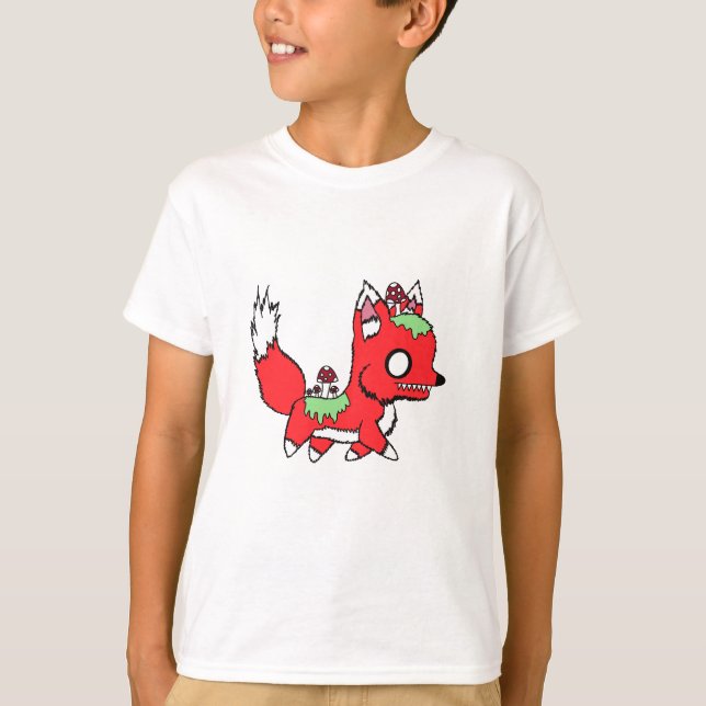 Camiseta Infantil de Raposa Fofa e Assustadora com (Frente)