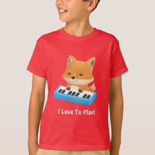 Camiseta Infantil de Raposa Fofa que Ama Tocar Pia
