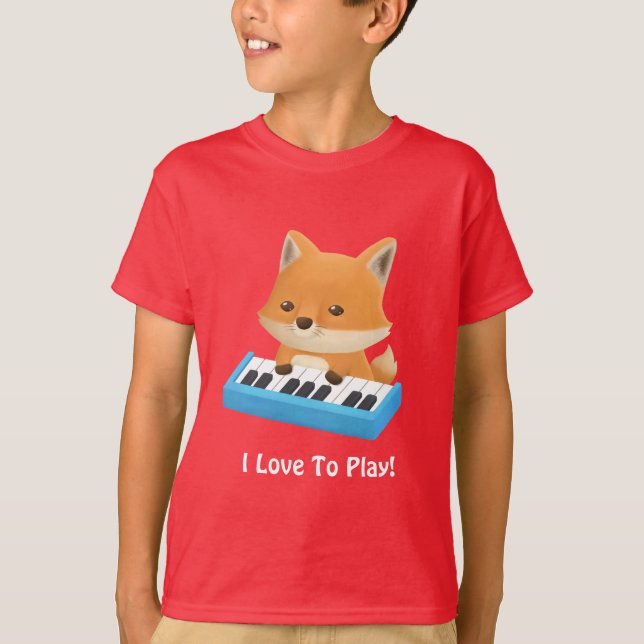 Camiseta Infantil de Raposa Fofa que Ama Tocar Pia (Frente)