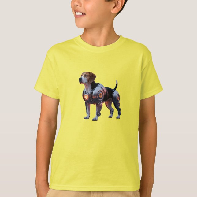 Camiseta Infantil de Robô Beagle Engraçado (Frente)