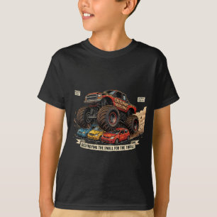 Camiseta Infantil de Rodas de Trator Monstro de Re