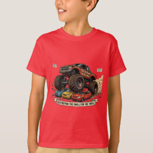 Camiseta Infantil de Rodas de Trator Monstro de Re