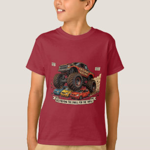Camiseta Infantil de Rodas de Trator Monstro de Re