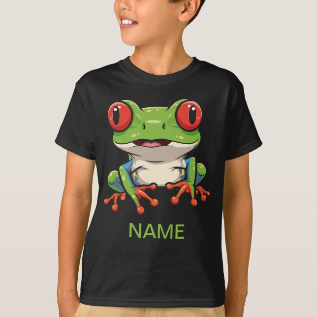 Camiseta Infantil de Sapo de Olhos Vermelhos Adorá (Frente)