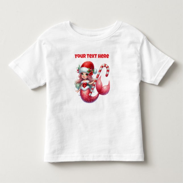 Camiseta infantil de sereia de Natal (Frente)
