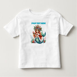 Camiseta infantil de sereia de Natal – Texto editá