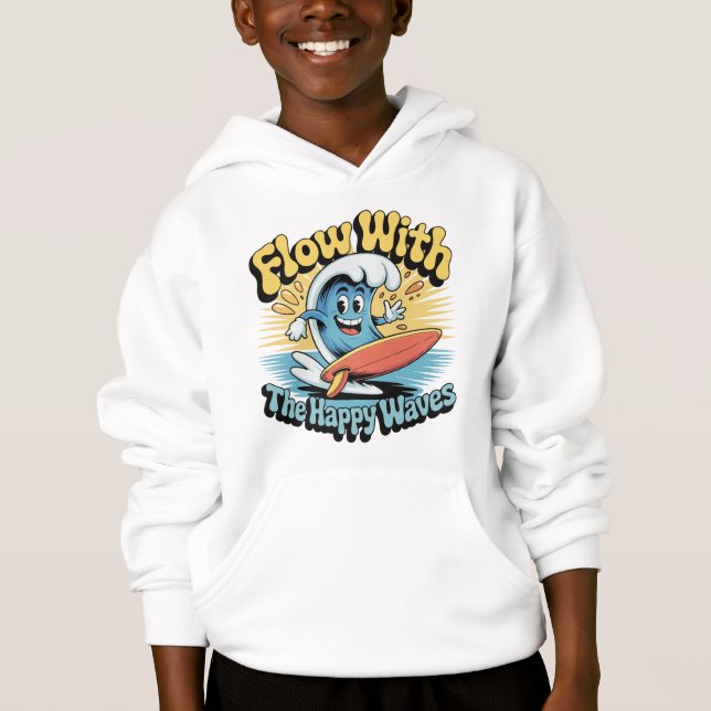 Camiseta Infantil de Surf Flow With The Happy Wave (Frente)