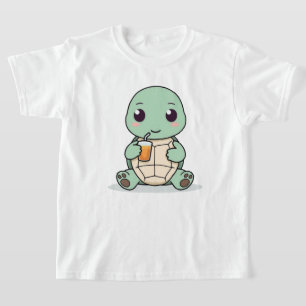 Camiseta Infantil de Tartaruga Fofa com Design Kaw