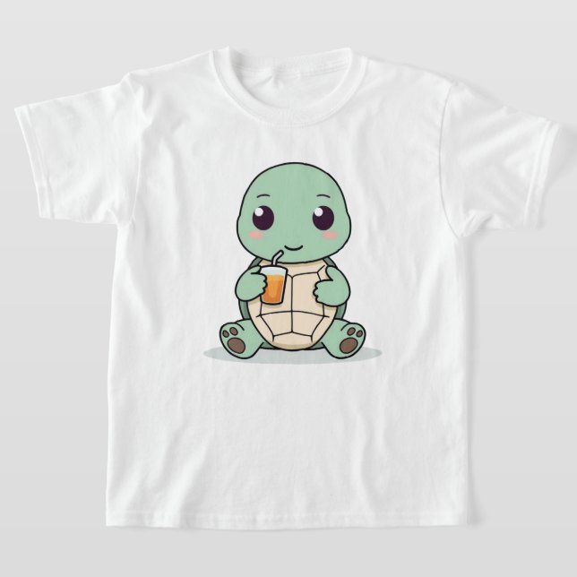 Camiseta Infantil de Tartaruga Fofa com Design Kaw (Postura )