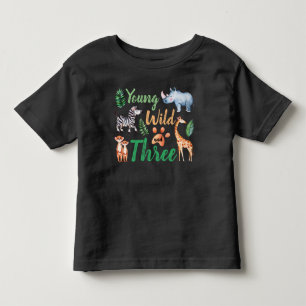 Camiseta Infantil De três safaris do animal aniversário de 3 anos
