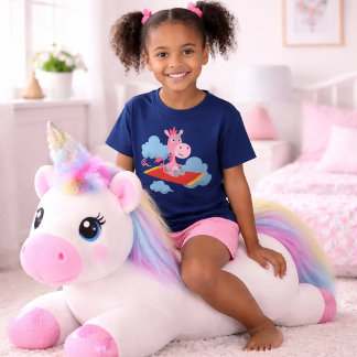 Camiseta infantil de Unicórnio de desenho animado