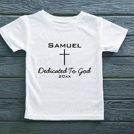 Camiseta Infantil Dedicado a Deus, Nome da Criança | Cruz