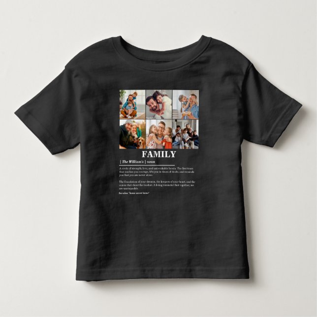 Camiseta Infantil Definição Personalizada da Família de Colagem de F (Frente)