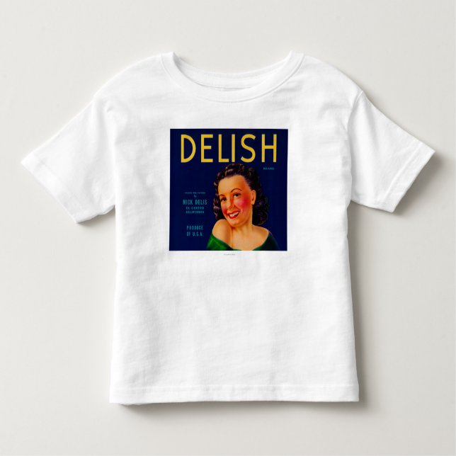 Camiseta Infantil Delish LabelEl alaranjado Centro, CA (Frente)
