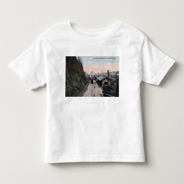 Camiseta Infantil Depósito da estrada de ferro e cidade dos blefes, (Frente)