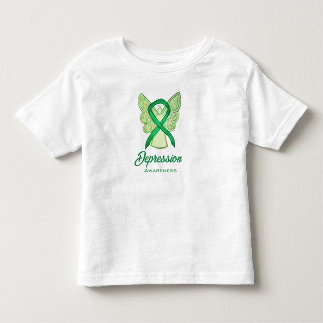 Camiseta Infantil Depressão Sensibilização Fita Angel T-Shirts (Frente)