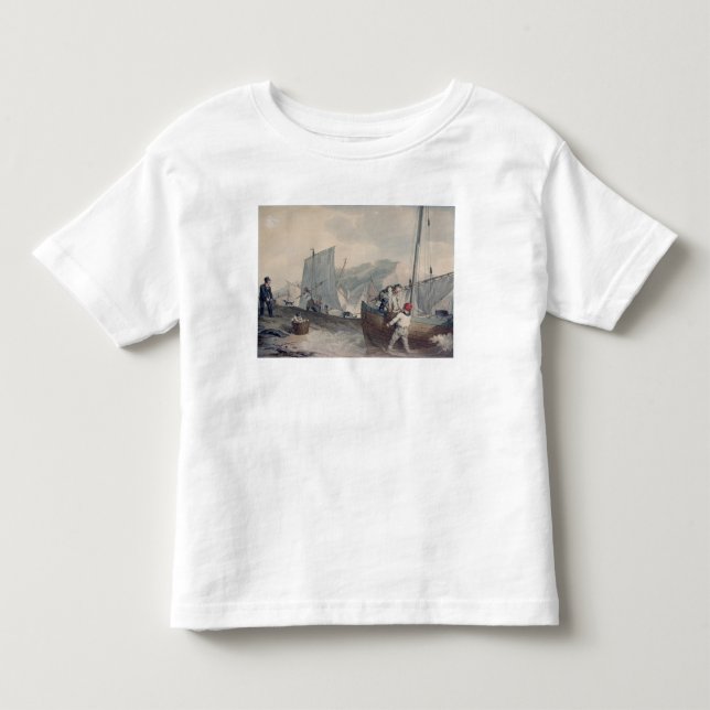 Camiseta Infantil Descarregamento De Barcos De Pesca (Frente)