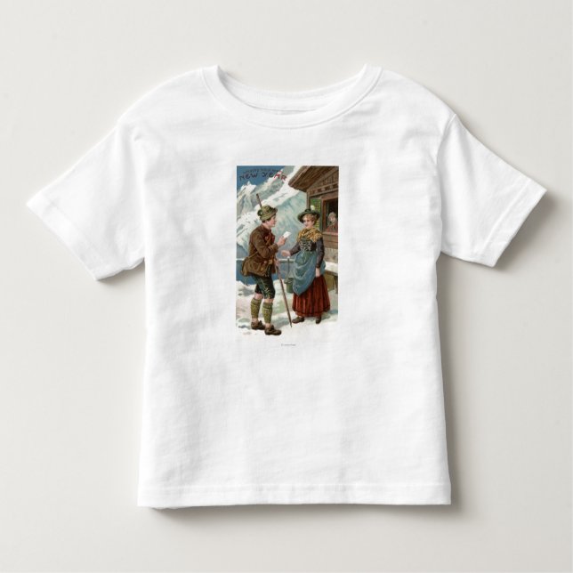 Camiseta Infantil Desejando lhe uma cena nova feliz de YearMountain (Frente)