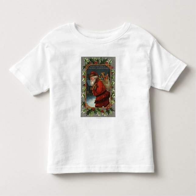 Camiseta Infantil Desejando lhe uma marcha alegre de ChristmasSanta (Frente)